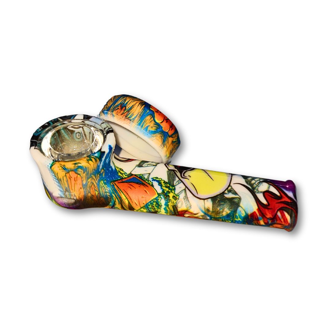 Silicone Smoking Hand Pipe with Caps