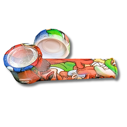Silicone Smoking Hand Pipes With Caps - Skull Theme