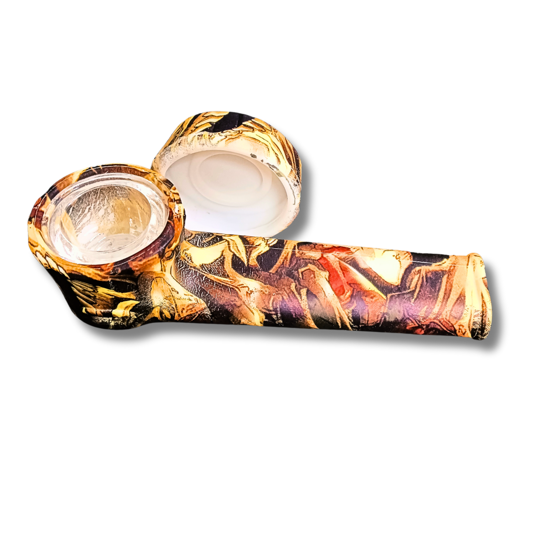 Silicone Smoking Hand Pipes With Caps - Skull Theme