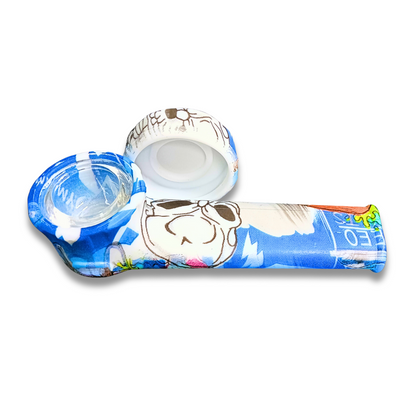 Silicone Smoking Hand Pipes With Caps - Skull Theme