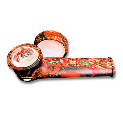 Silicone Smoking Hand Pipes With Caps - Skull Theme