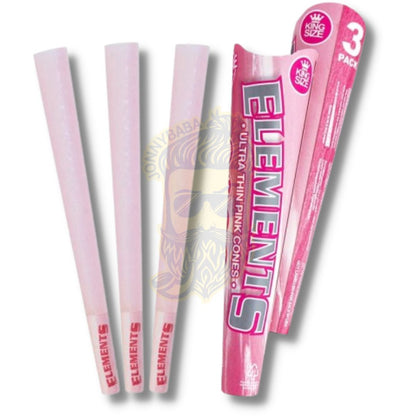 Elements Pink King Size Pre-Rolled Cones - 3 cones per Pack