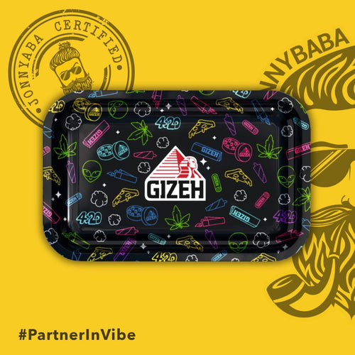 GIZEH Metal Rolling Tray Comic Black (Medium)