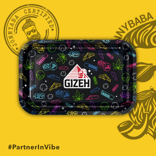 GIZEH Metal Rolling Tray Comic Black (Medium)