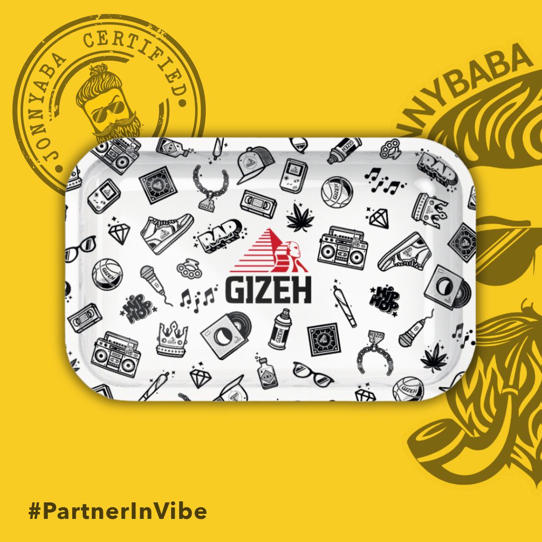 GIZEH Metal Rolling Tray Comic White (Medium)