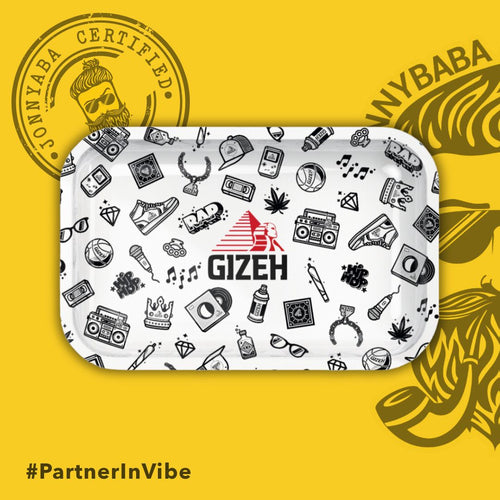 GIZEH Metal Rolling Tray Comic White (Medium)