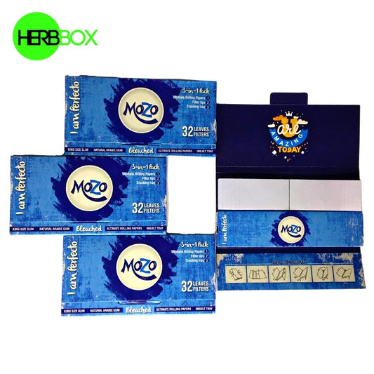 Mozo white rolling paper with tips ( Pack of 4 )