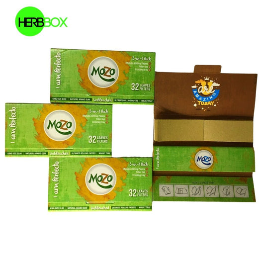 Mozo brown rolling paper with tips ( Pack of 4 )