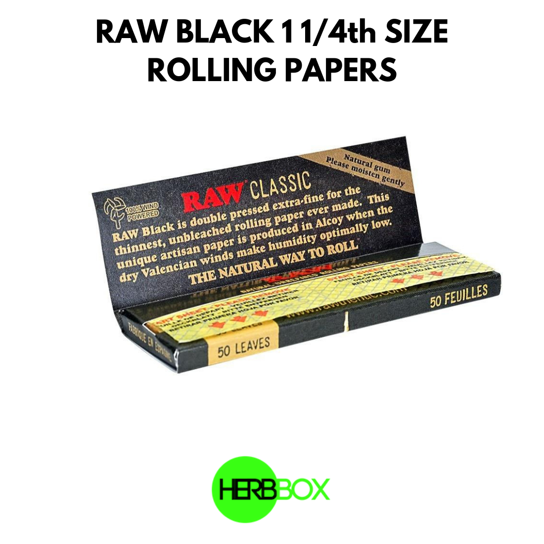 RAW Black 1 1/4th Size  Rolling Papers