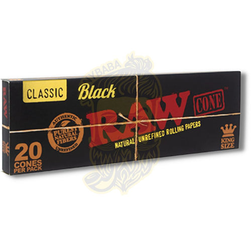 RAW Black King Size Pre-Rolled Cones - 20 Per Pack