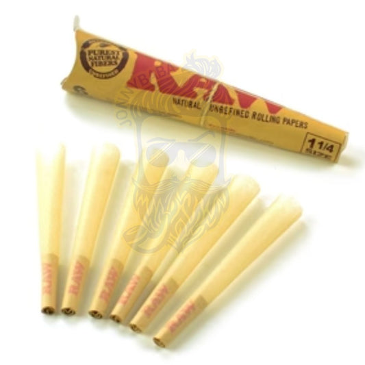 Raw Classic 1 1/4 Pre-Rolled Cones - 6 Cones/Pack