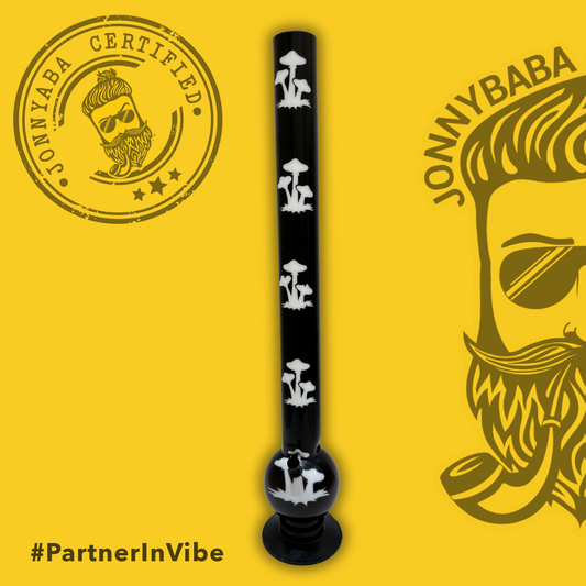 Black and White Mushroom Acrylic Bong 24 inches